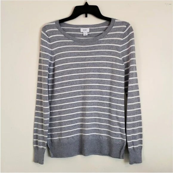 OLD NAVY GLITTER GRAY STRIPED SWEATER, SIZE S - Picture 1 of 10